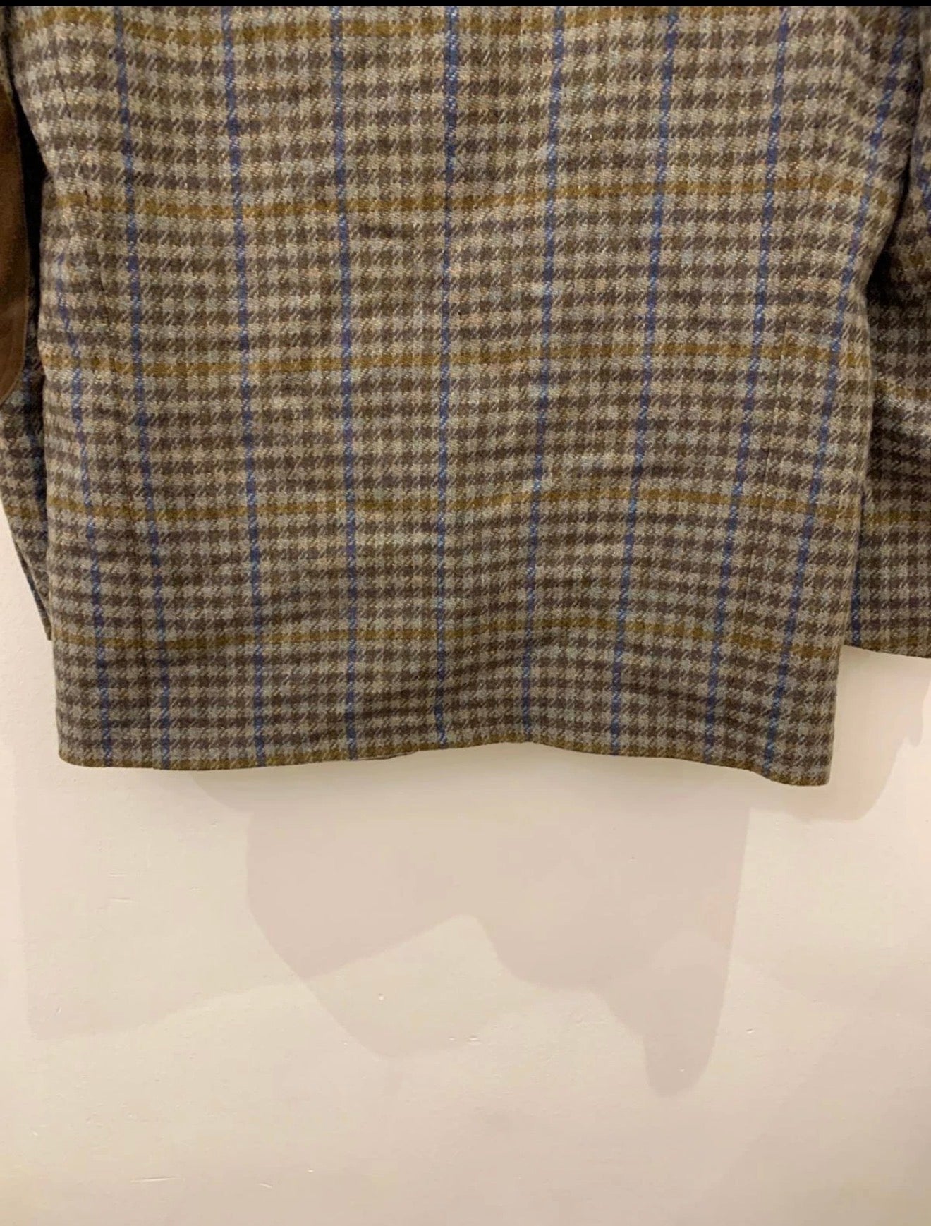 Vintage pure wool handwoven tweed camouflage plaid brown jacket blazer 42R