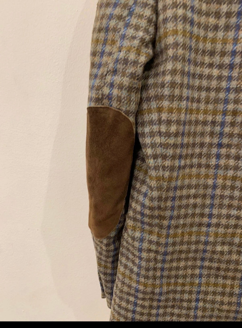 Vintage pure wool handwoven tweed camouflage plaid brown jacket blazer 42R
