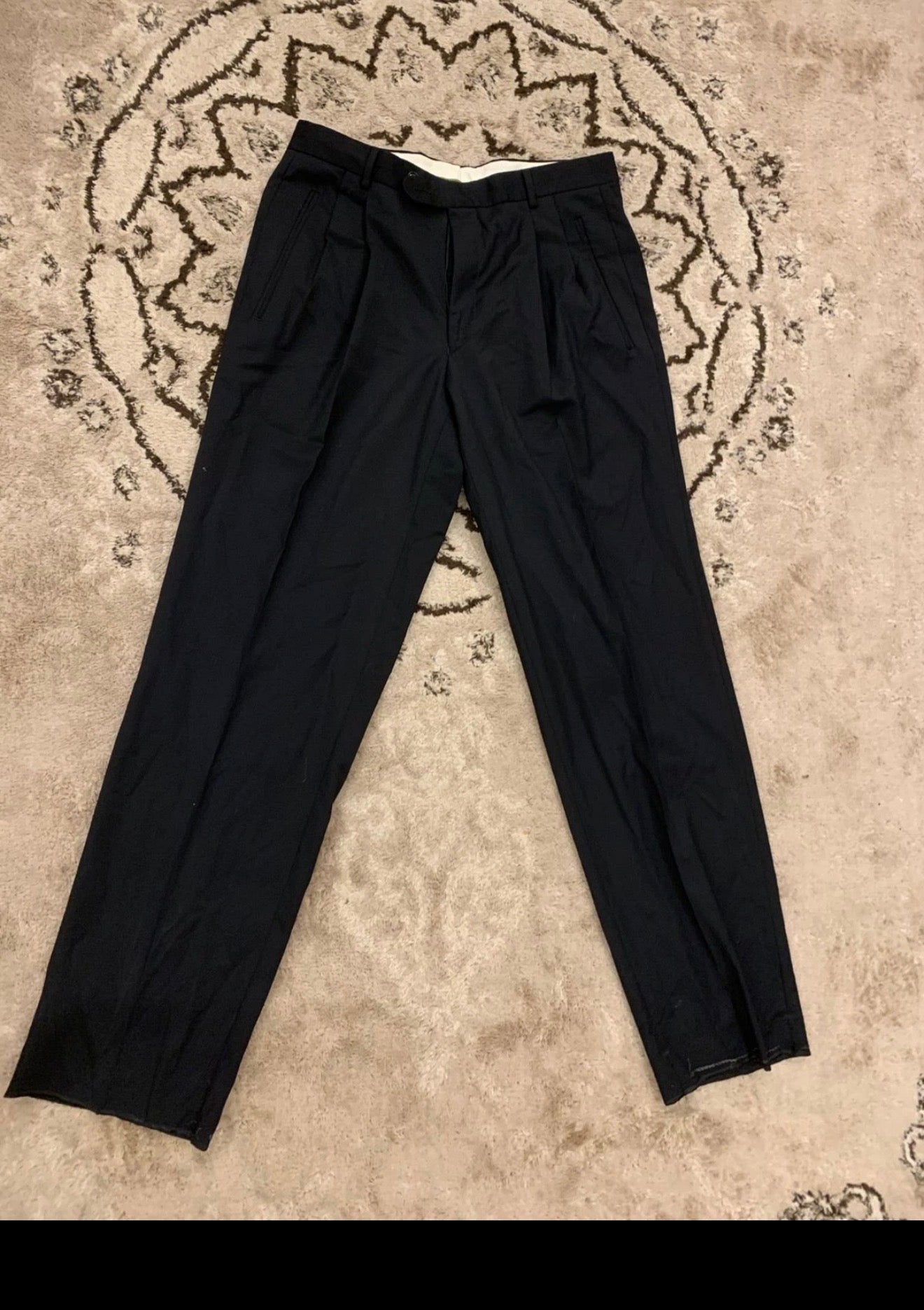 Vintage Van Gils pure wool super 100s double breasted classic black suit 40R 40S