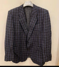 Vintage pure wool tweed camouflage plaid classic blue jacket blazer 42R