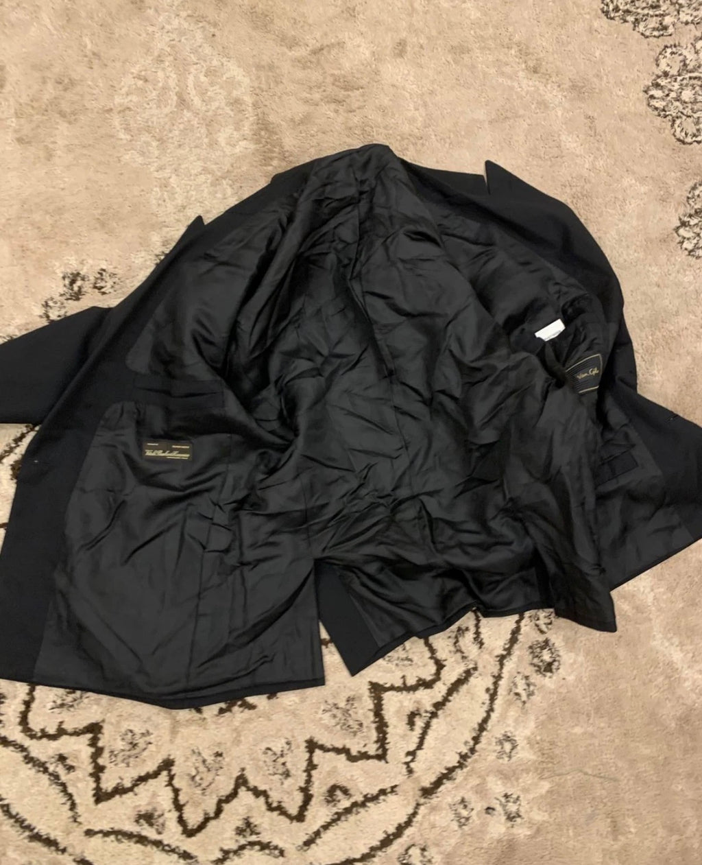Vintage Van Gils pure wool super 100s double breasted classic black suit 40R 40S