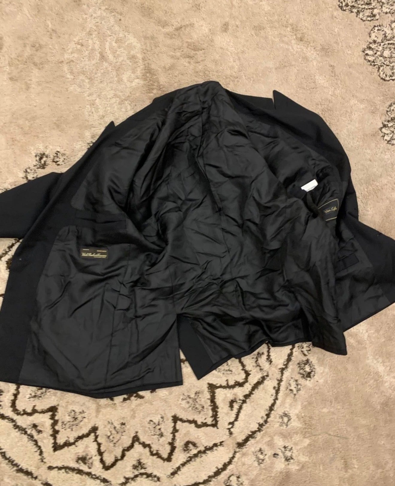 Vintage Van Gils pure wool super 100s double breasted classic black suit 40R 40S