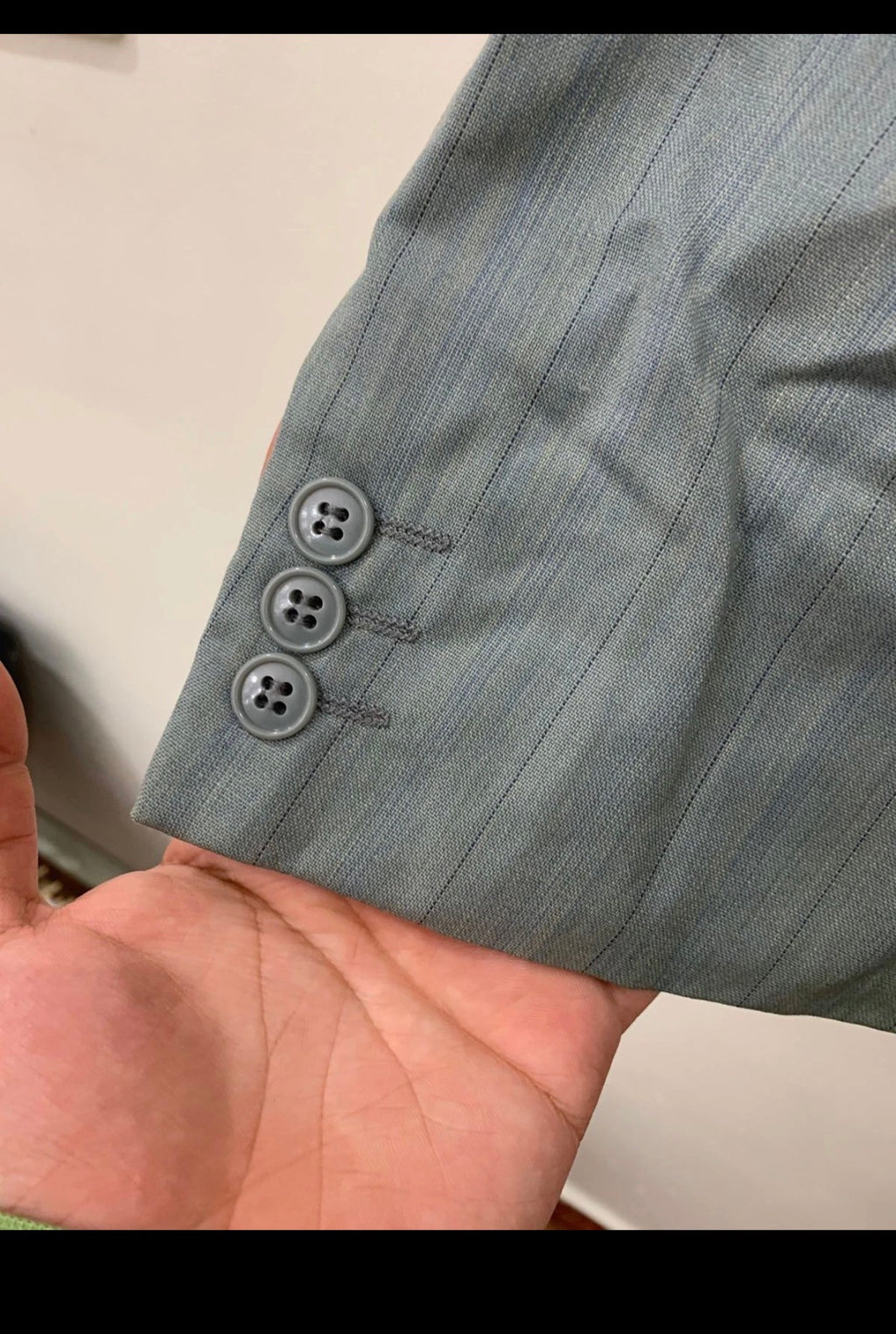 Vintage Superfine pure wool classic 2 button striped gray suit 44R