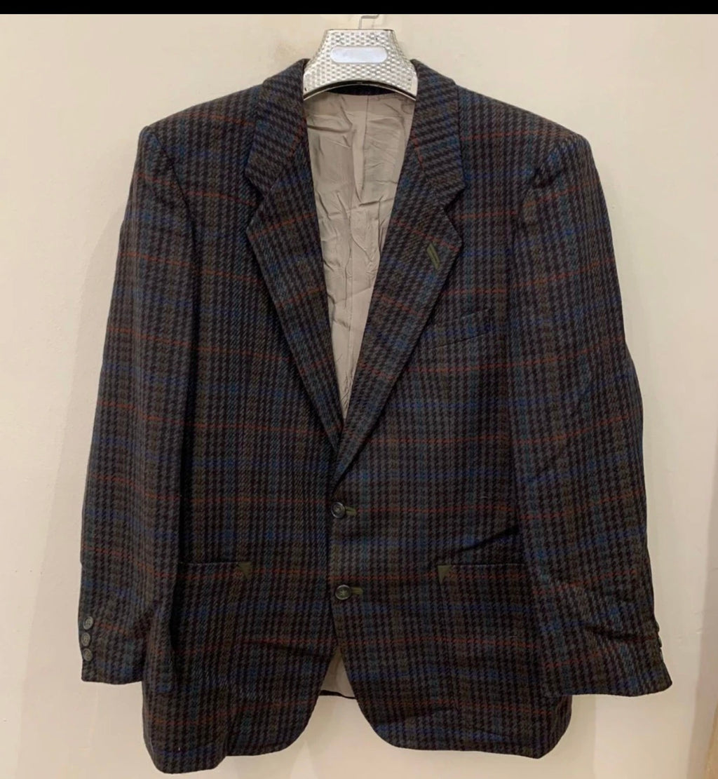Vintage houndstooth plaid pure Lambswool soft tweed hunting jacket blazer 42R