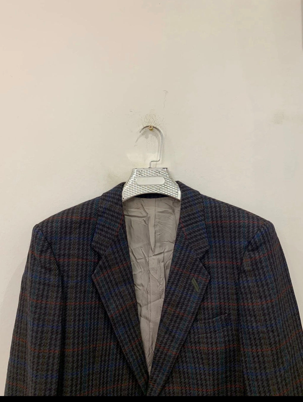 Vintage houndstooth plaid pure Lambswool soft tweed hunting jacket blazer 42R