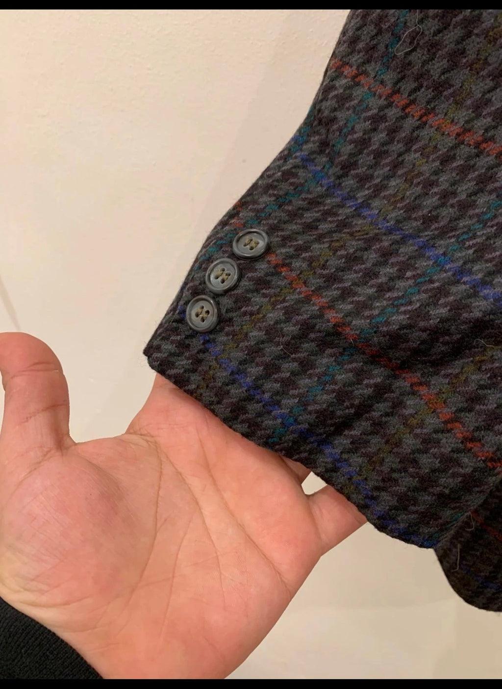 Vintage houndstooth plaid pure Lambswool soft tweed hunting jacket blazer 42R