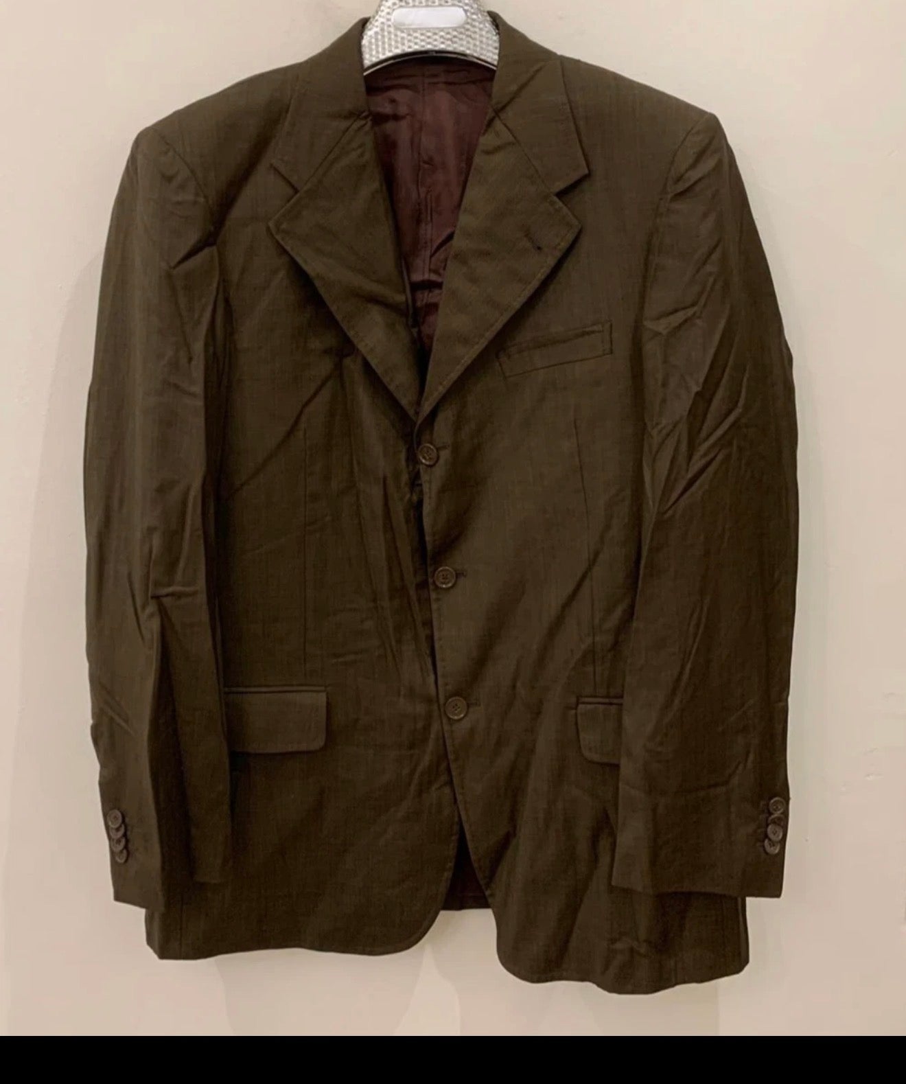 Vintage pure wool super 120s classic brownish green 3 button suit 42R