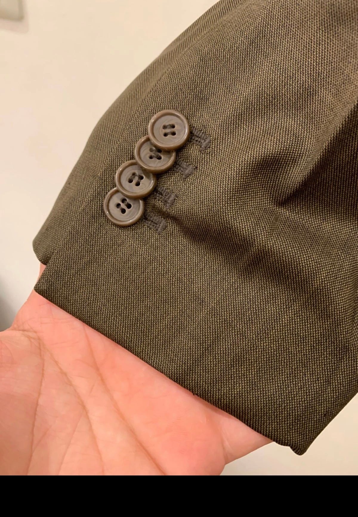 Vintage pure wool super 120s classic brownish green 3 button suit 42R