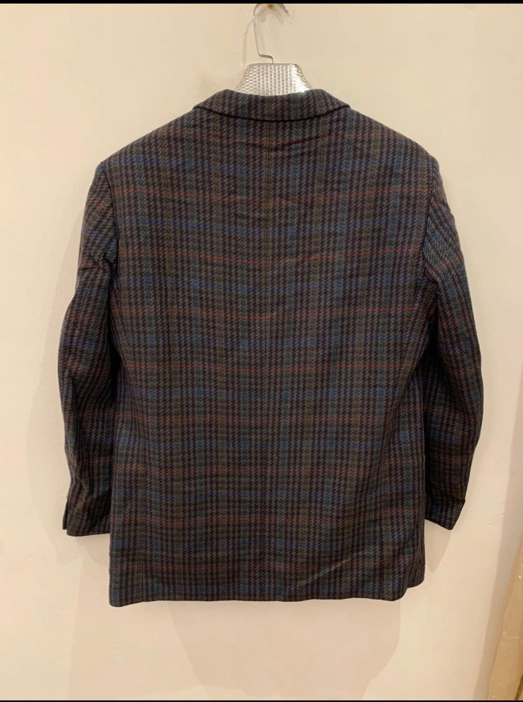 Vintage houndstooth plaid pure Lambswool soft tweed hunting jacket blazer 42R