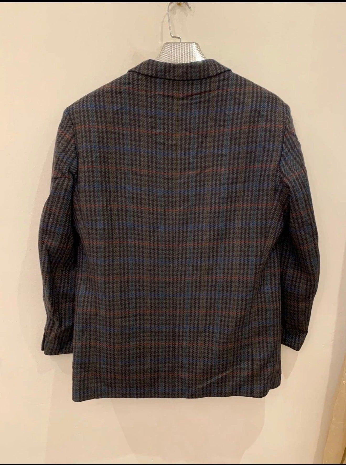 Vintage houndstooth plaid pure Lambswool soft tweed hunting jacket blazer 42R