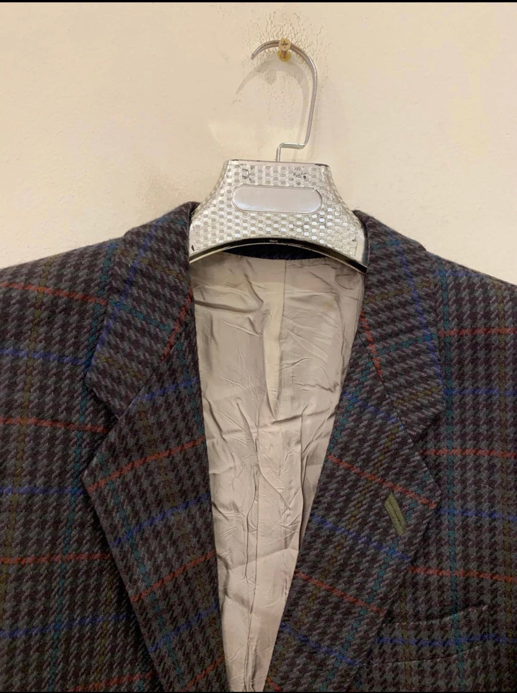 Vintage houndstooth plaid pure Lambswool soft tweed hunting jacket blazer 42R