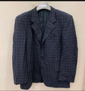 Vintage houndstooth plaid pure wool classic blue hunting jacket blazer 44R