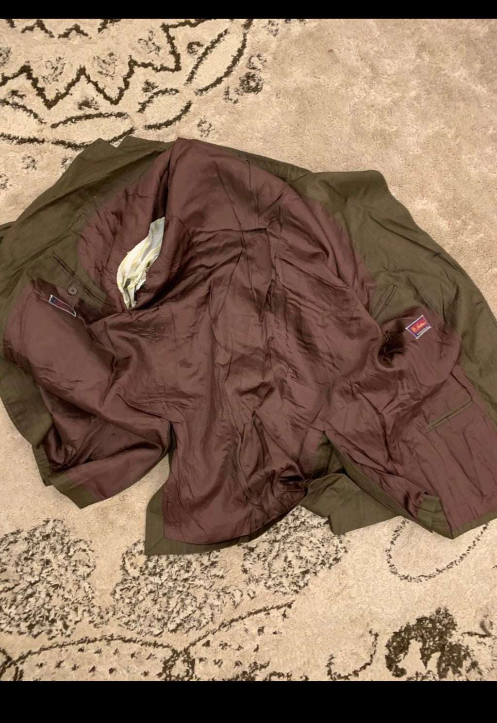 Vintage pure wool super 120s classic brownish green 3 button suit 42R