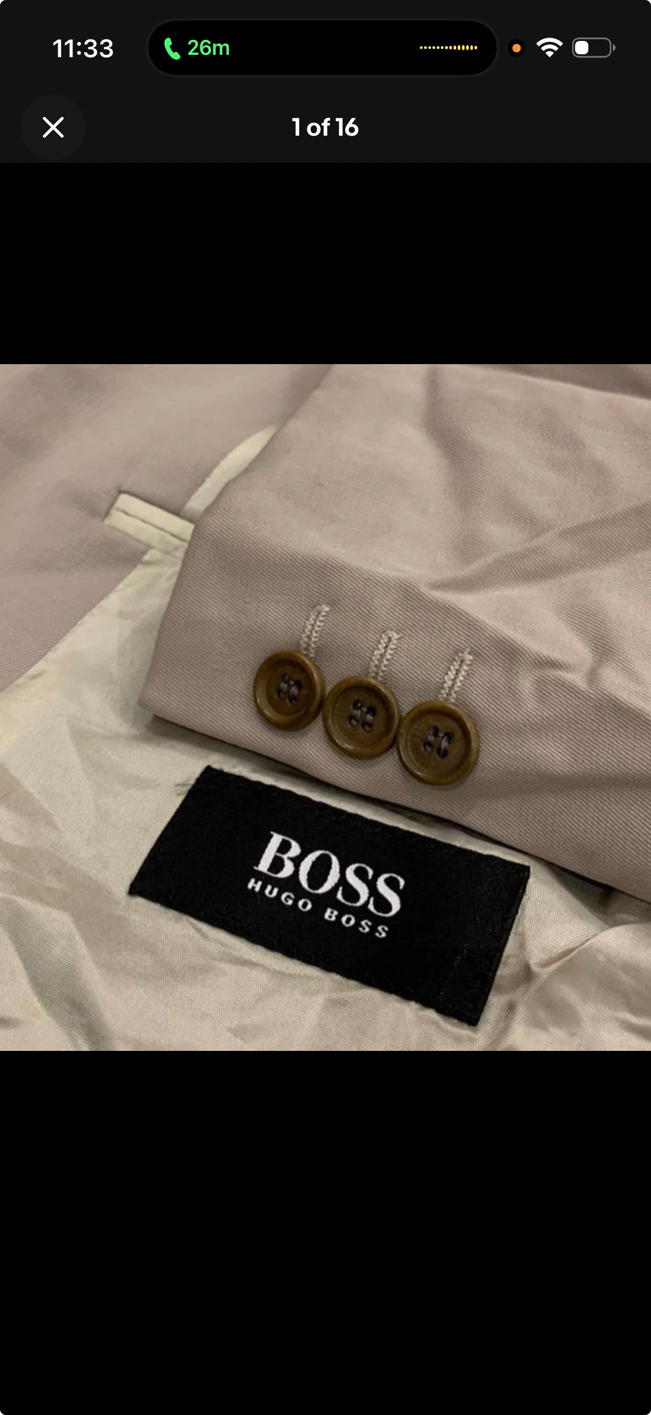 Vintage Hugo Boss superfine pure wool classic Cozy grayish beige suit 44R 44L