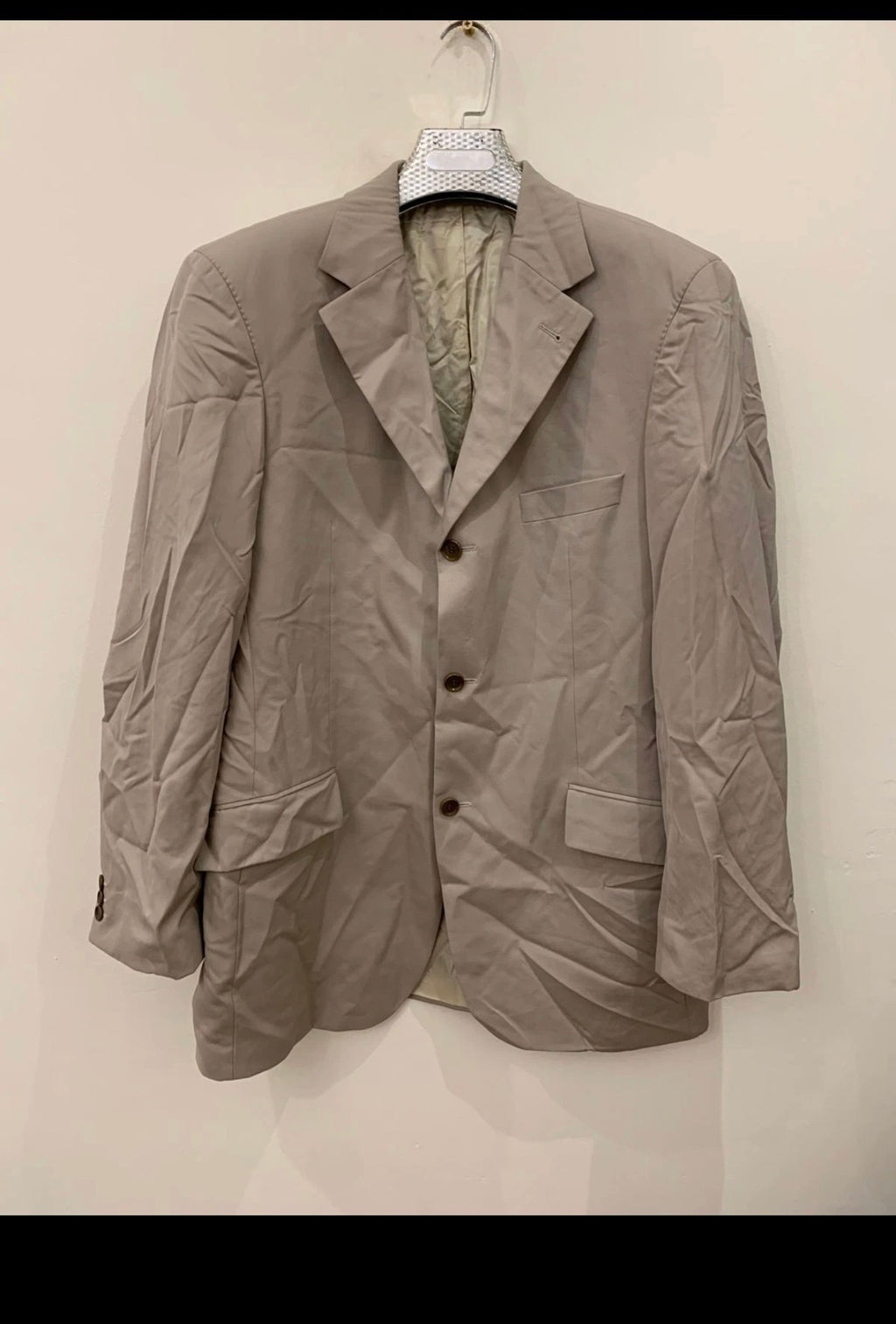 Vintage Hugo Boss superfine pure wool classic Cozy grayish beige suit 44R 44L