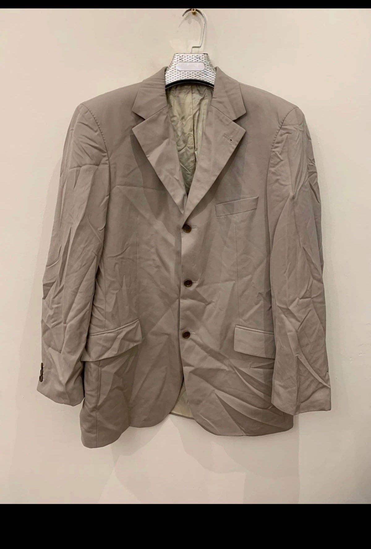 Vintage Hugo Boss superfine pure wool classic Cozy grayish beige suit 44R 44L