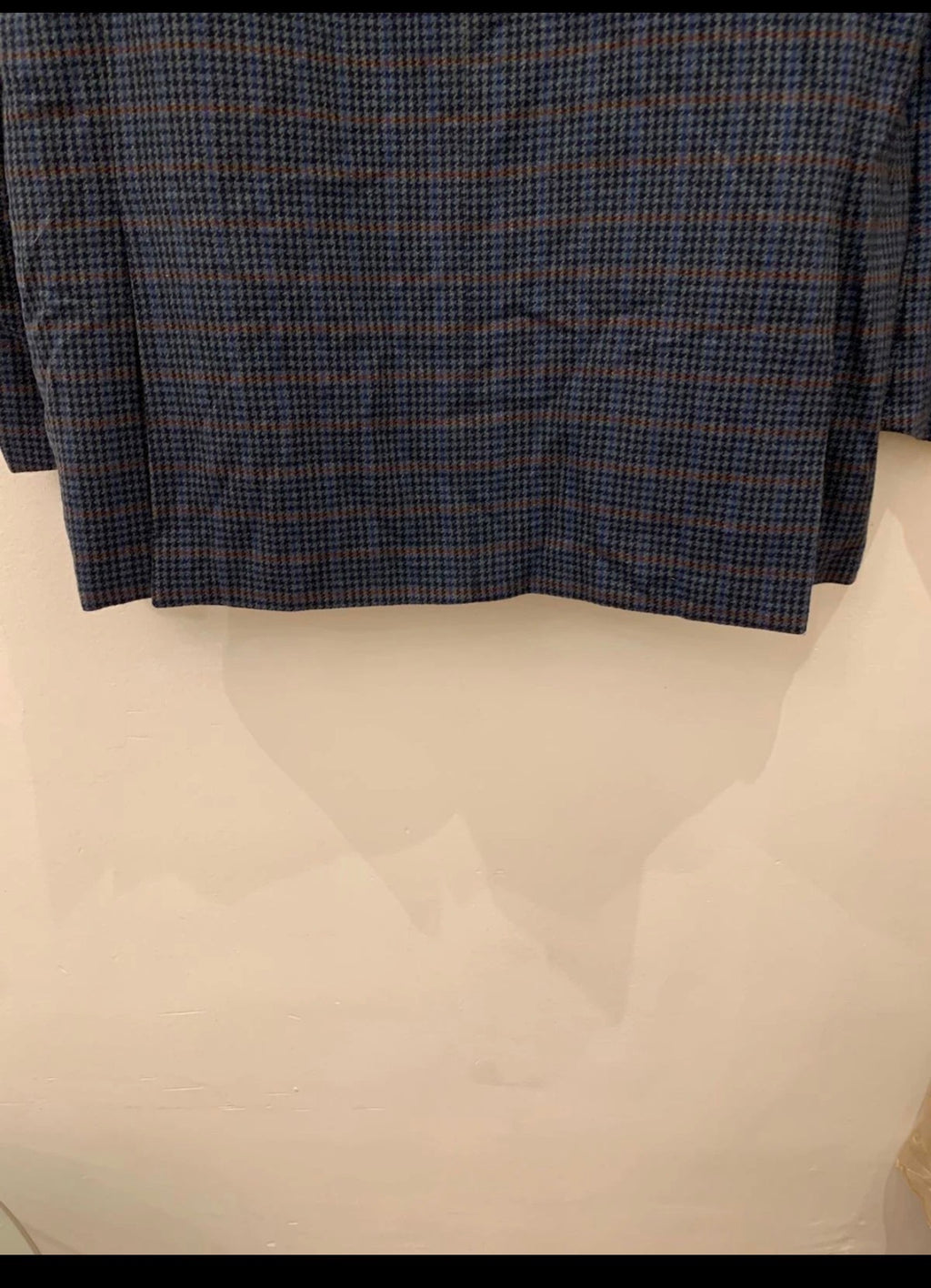 Vintage houndstooth plaid pure wool classic blue hunting jacket blazer 44R