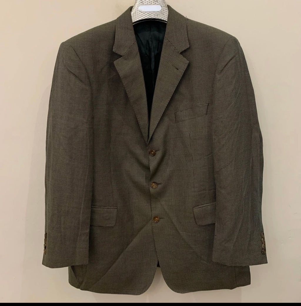 Vintage Eduard Dressler wool silk houndstooth plaid classic jacket blazer 42R