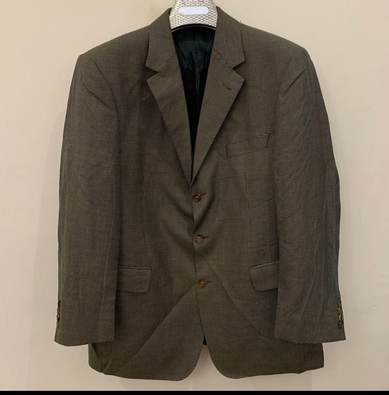 Vintage Eduard Dressler wool silk houndstooth plaid classic jacket blazer 42R