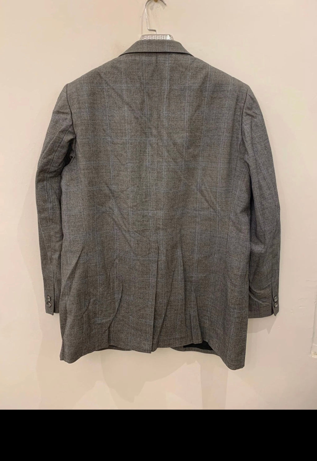 1970s vintage pure wool Windowpane rockabilly disco classic gray suit 42R