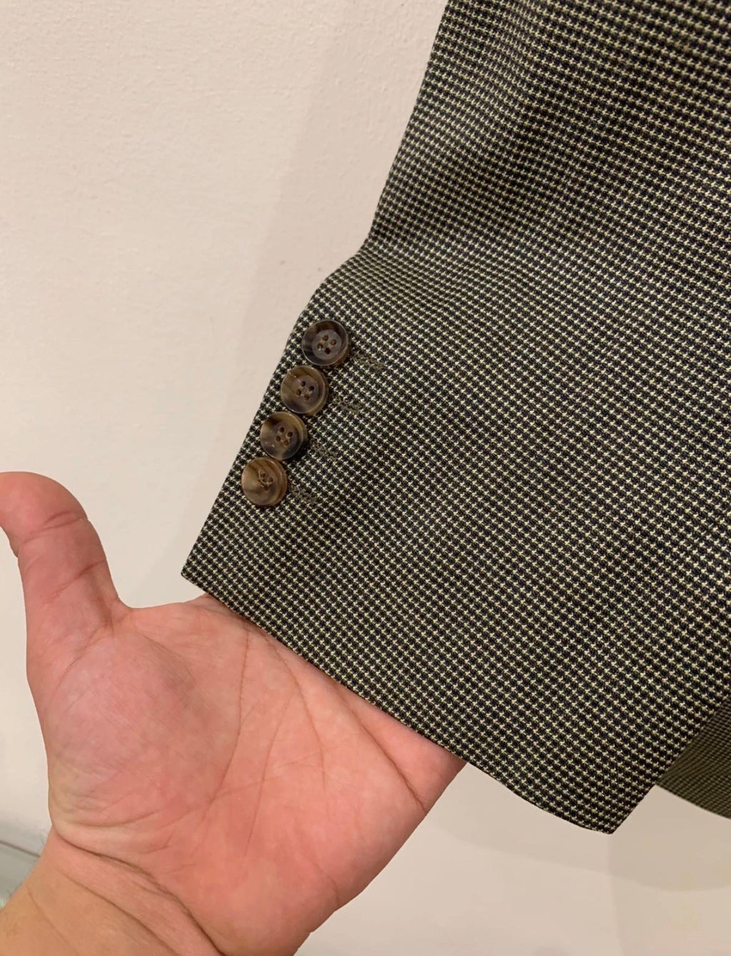 Vintage Eduard Dressler wool silk houndstooth plaid classic jacket blazer 42R