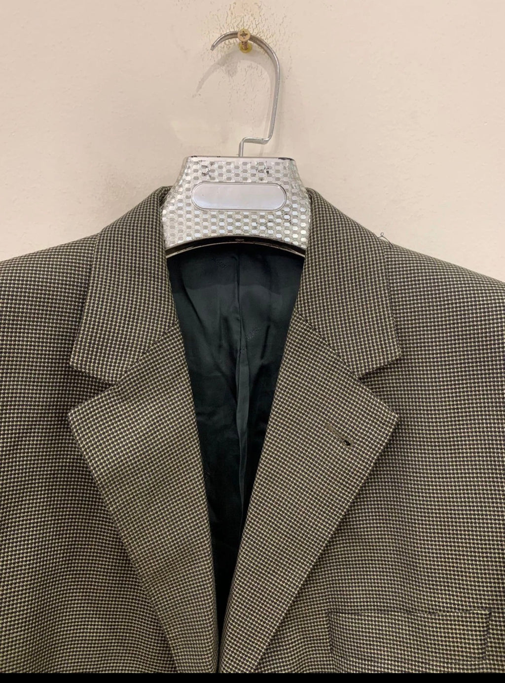 Vintage Eduard Dressler wool silk houndstooth plaid classic jacket blazer 42R