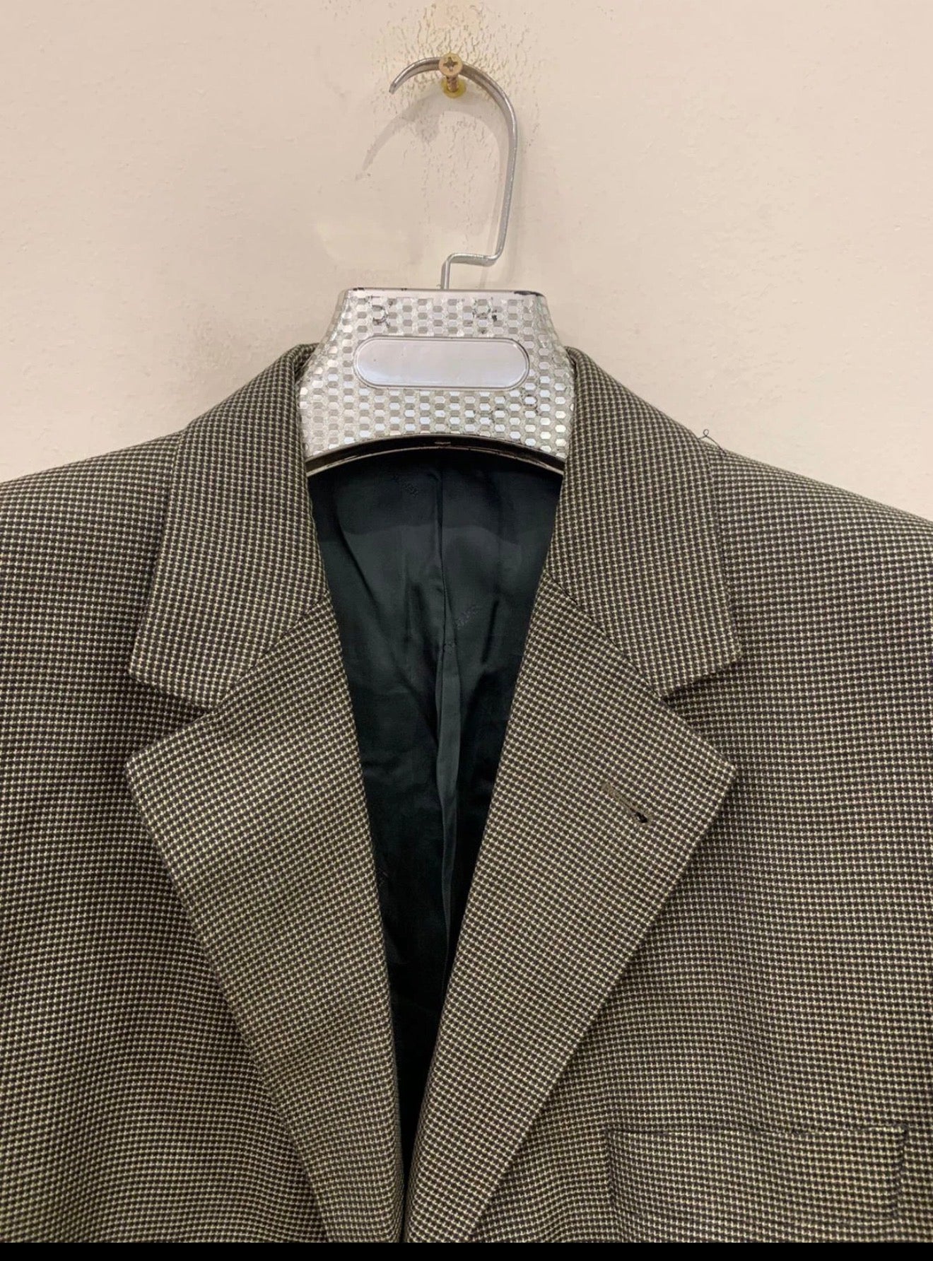 Vintage Eduard Dressler wool silk houndstooth plaid classic jacket blazer 42R