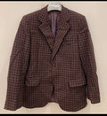 Vintage pure wool handwoven tweed camouflage plaid purple jacket blazer 38R