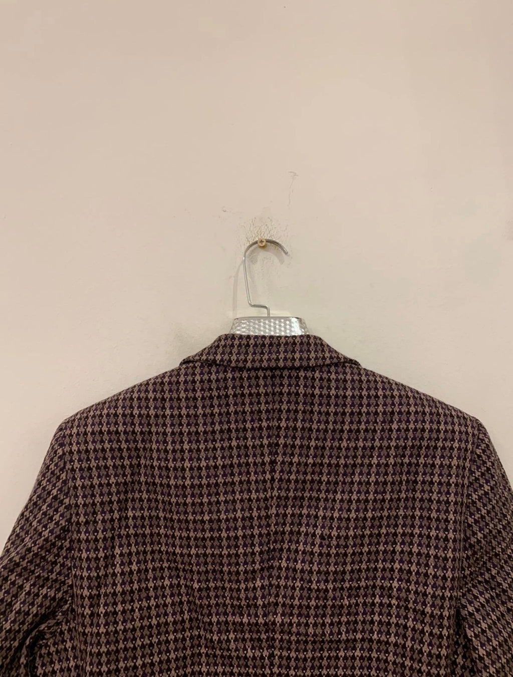 Vintage pure wool handwoven tweed camouflage plaid purple jacket blazer 38R