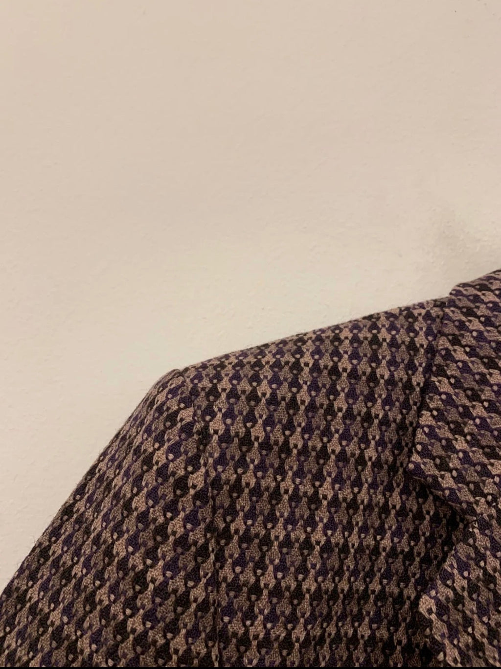 Vintage pure wool handwoven tweed camouflage plaid purple jacket blazer 38R