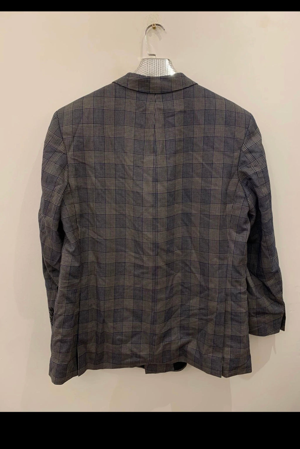 Vintage Roy Robson Wool Silk glen check double breasted jacket blazer 46R XL