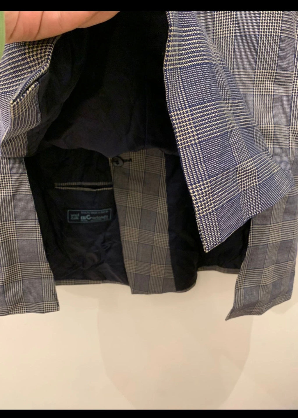 Vintage Roy Robson Wool Silk glen check double breasted jacket blazer 46R XL