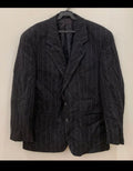 Vintage Van Gils pure wool charcoal chalk stripes classic 2 button suit 44R