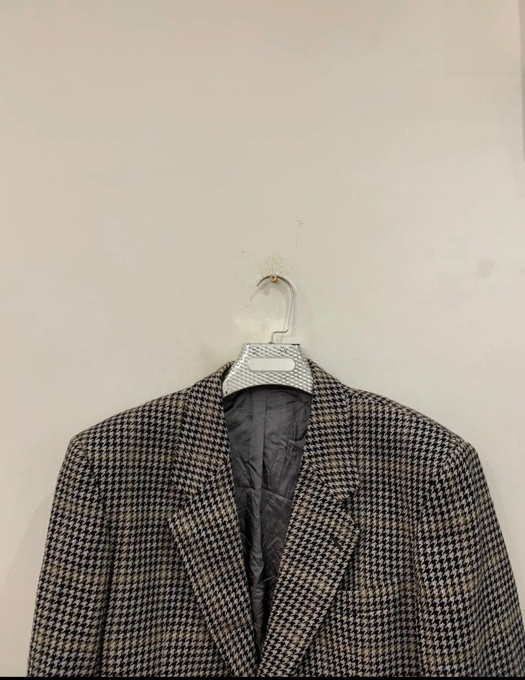 Vintage houndstooth plaid pure wool classic hunting jacket blazer 42R