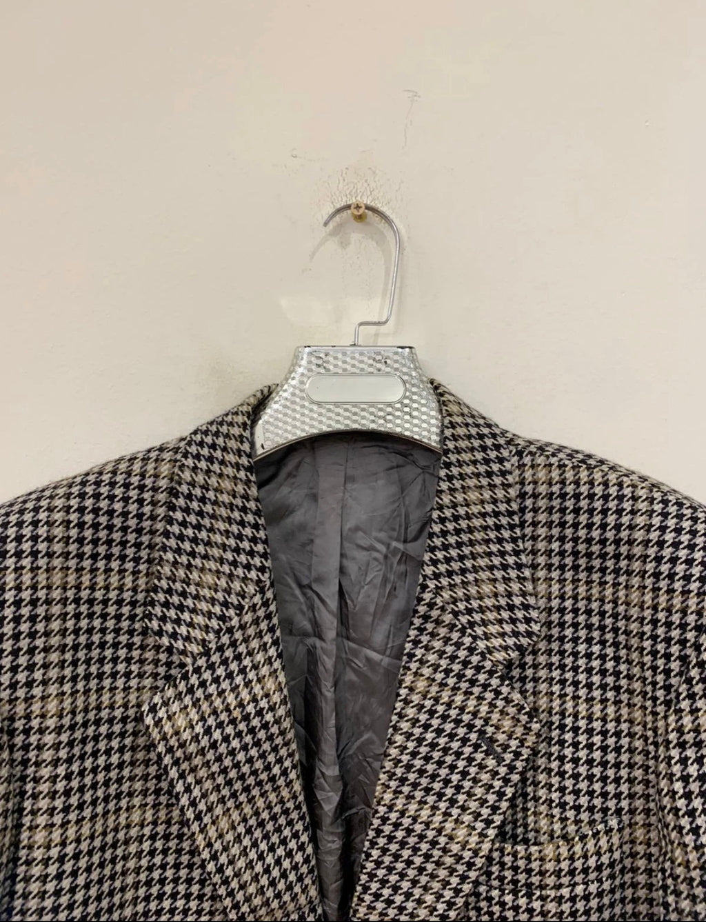 Vintage houndstooth plaid pure wool classic hunting jacket blazer 42R