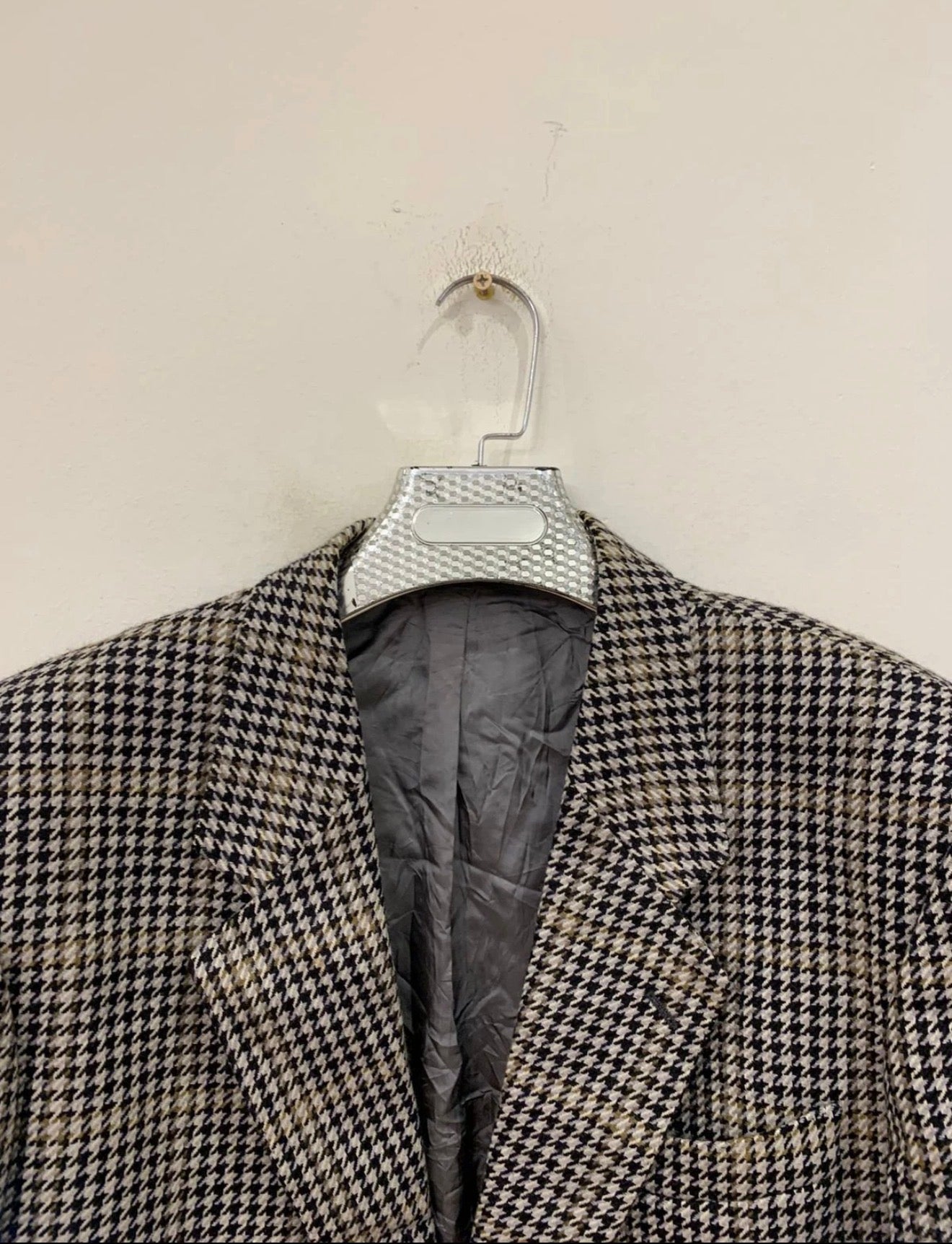 Vintage houndstooth plaid pure wool classic hunting jacket blazer 42R