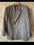 Vintage Superfine pure wool double breasted gangster gray suit 46R XL