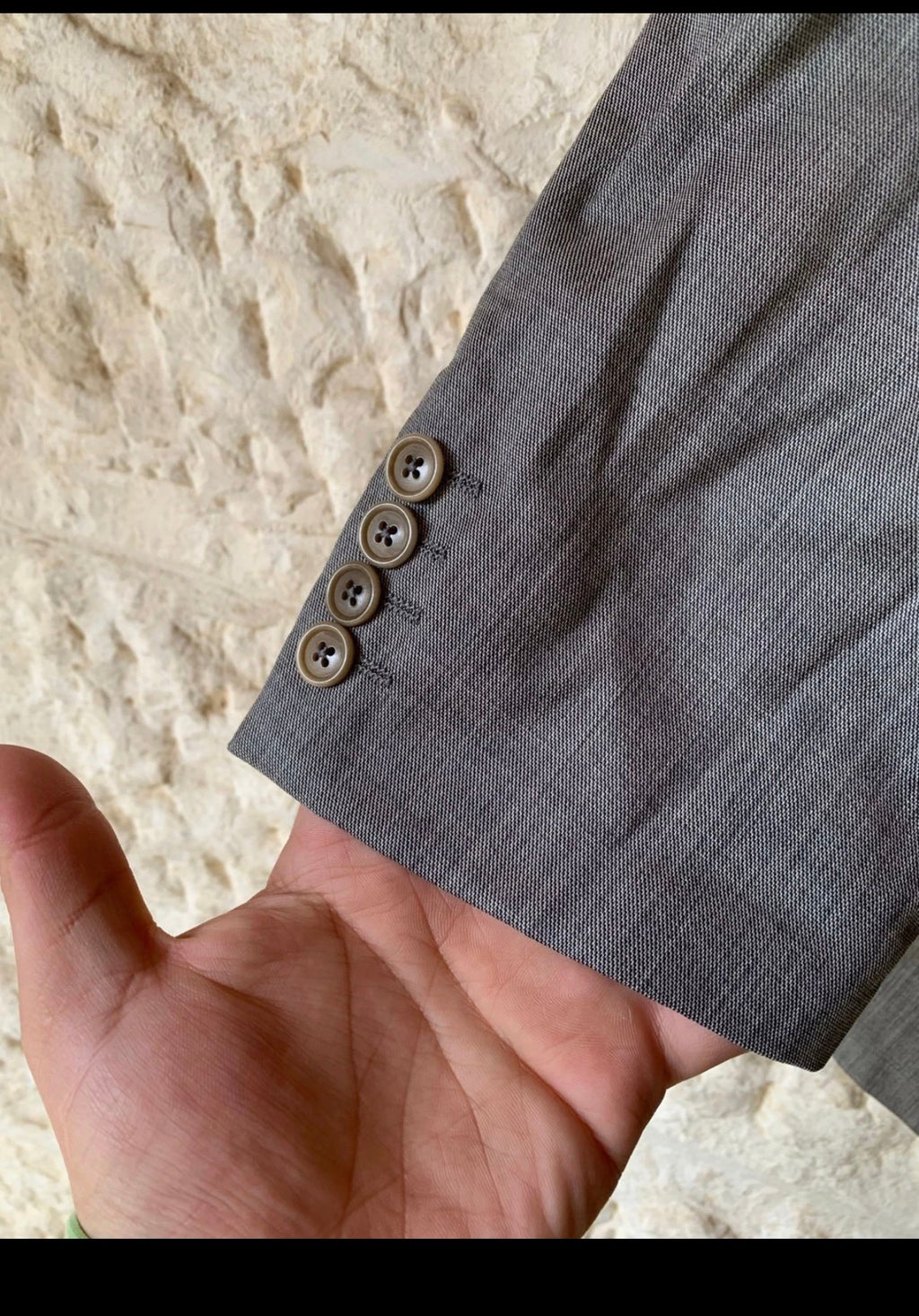 Vintage Superfine pure wool double breasted gangster gray suit 46R XL