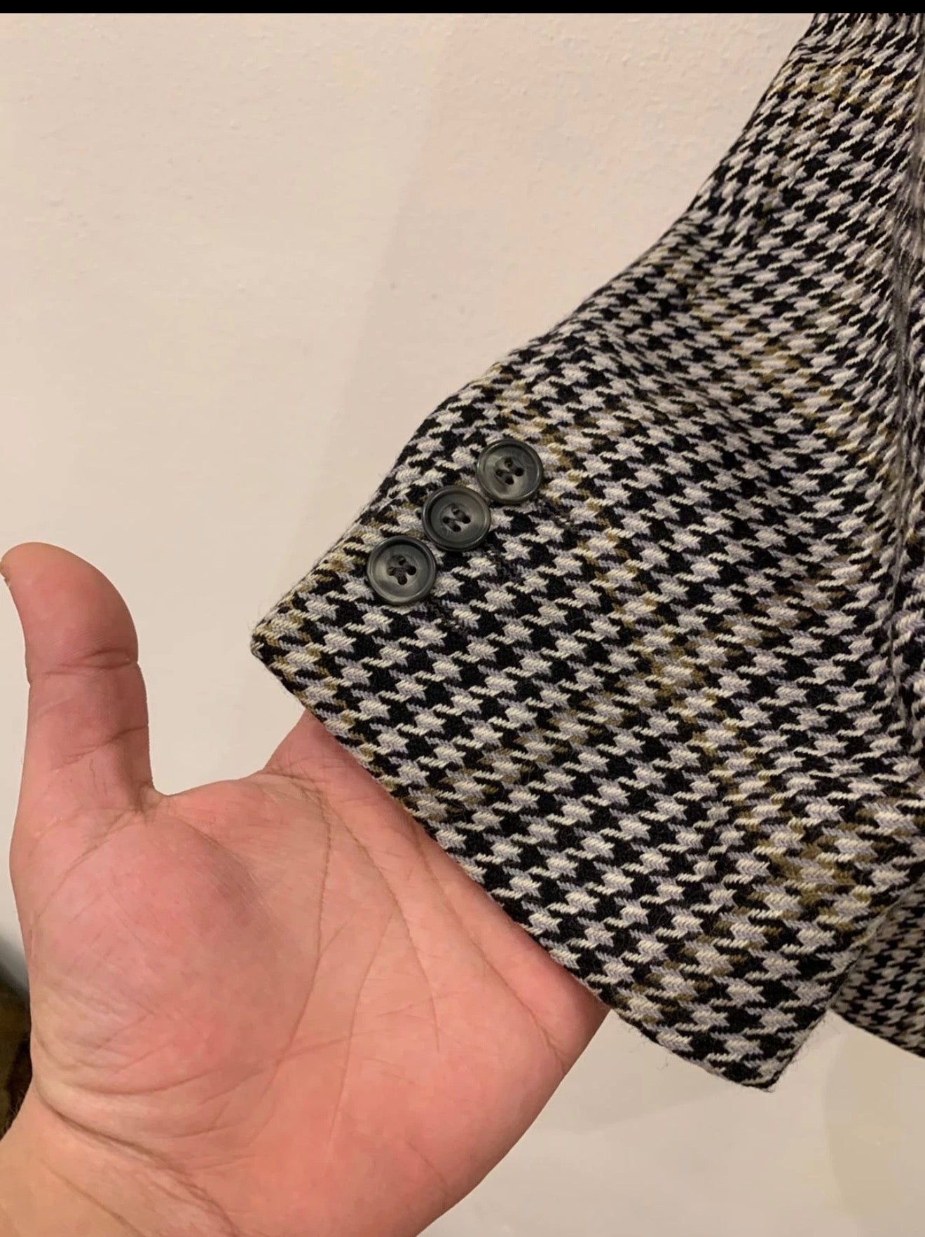 Vintage houndstooth plaid pure wool classic hunting jacket blazer 42R