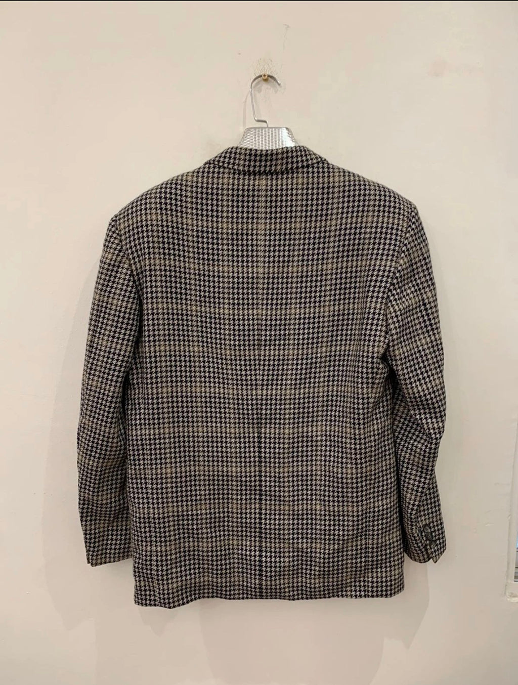 Vintage houndstooth plaid pure wool classic hunting jacket blazer 42R