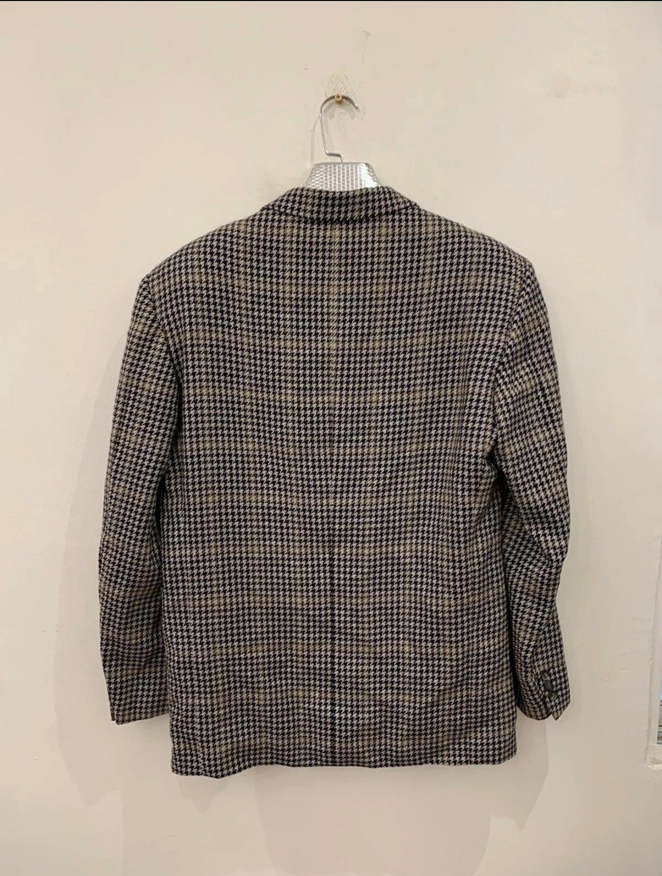 Vintage houndstooth plaid pure wool classic hunting jacket blazer 42R