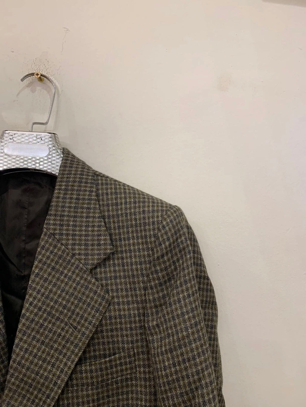 1970s Vintage houndstooth plaid pure wool classic hunting jacket blazer 44R
