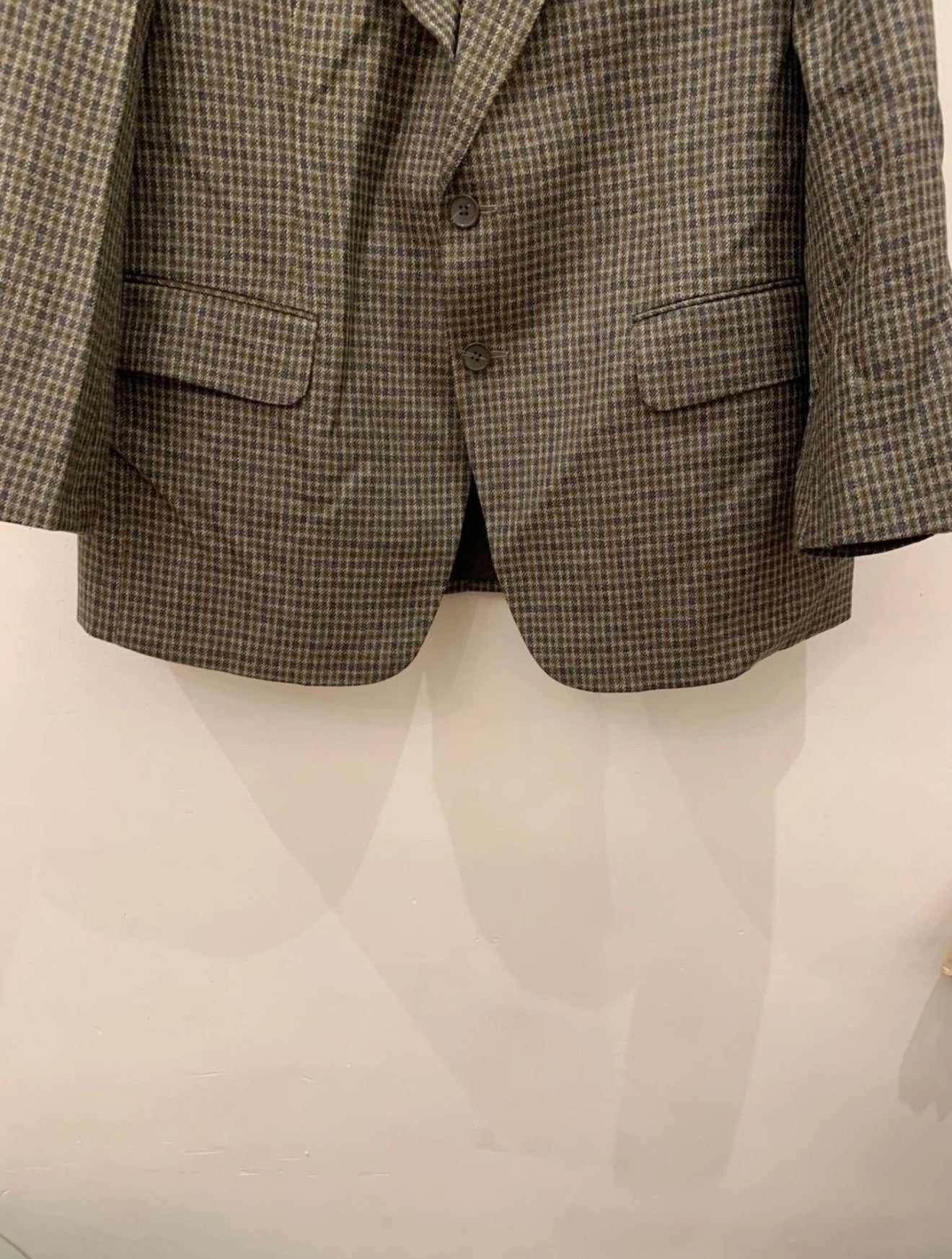 1970s Vintage houndstooth plaid pure wool classic hunting jacket blazer 44R