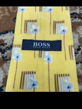 mens vintage Hugo Boss classic 100% all silk luxury floral yellow neck tie