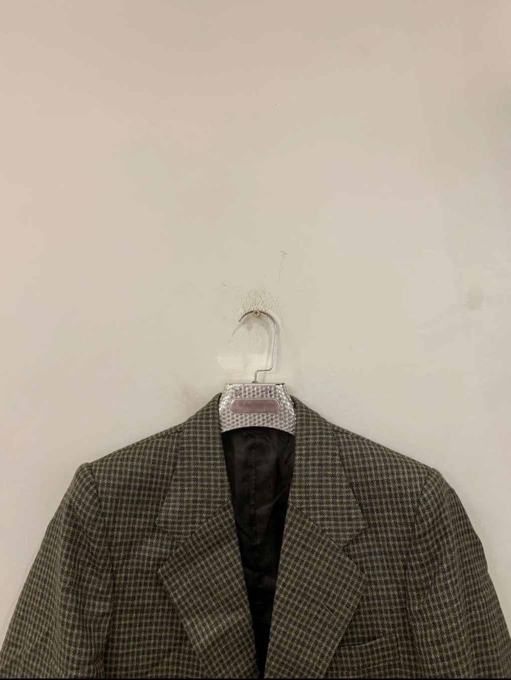1970s Vintage houndstooth plaid pure wool classic hunting jacket blazer 44R