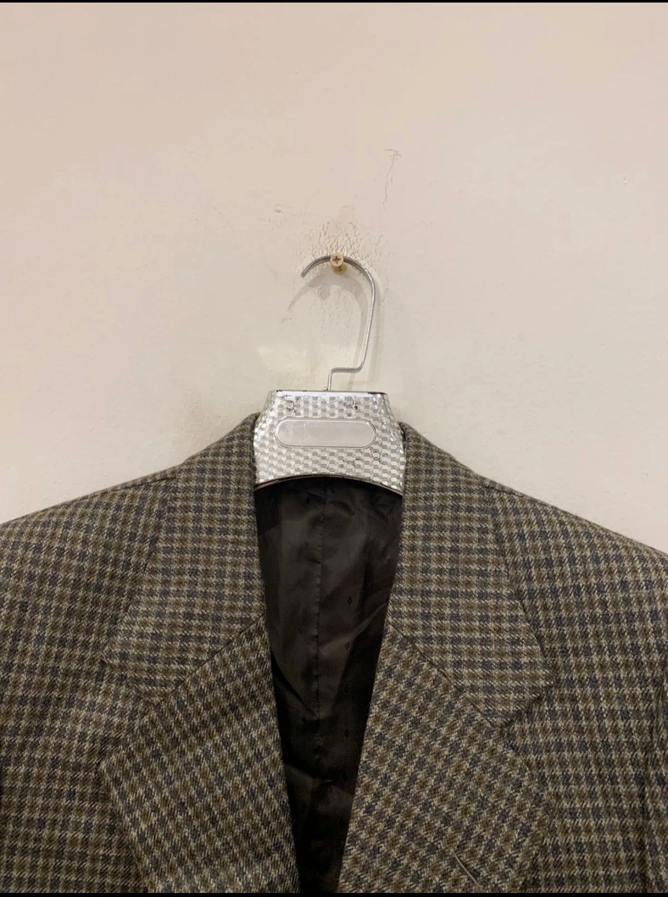1970s Vintage houndstooth plaid pure wool classic hunting jacket blazer 44R