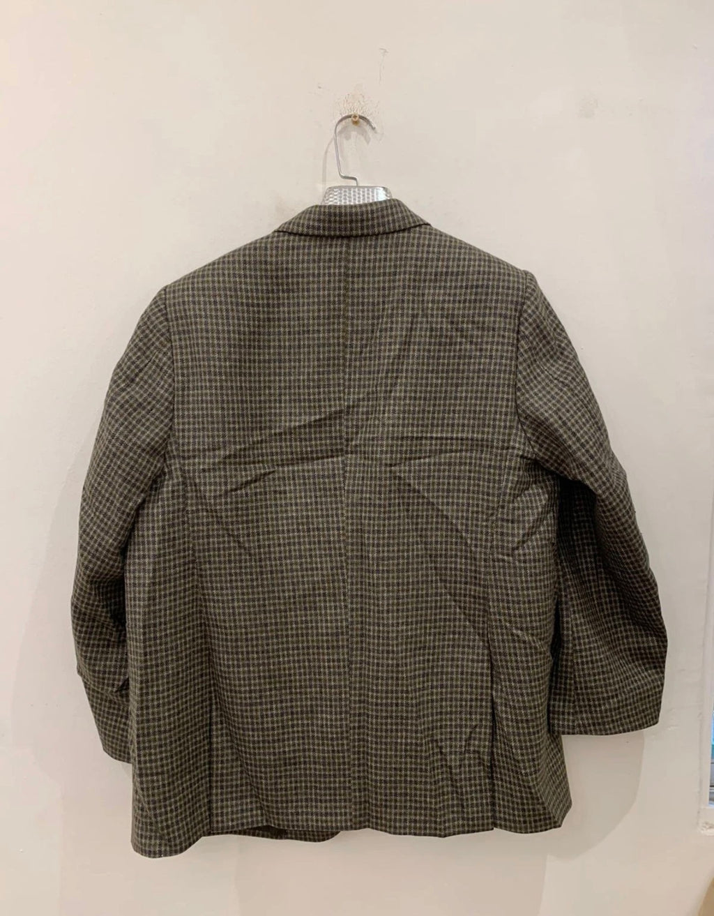 1970s Vintage houndstooth plaid pure wool classic hunting jacket blazer 44R