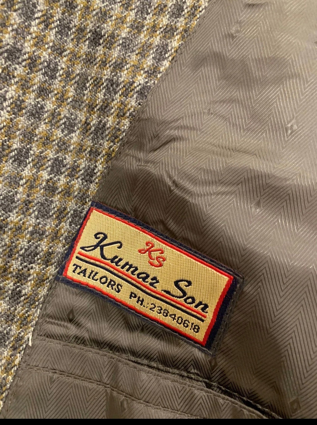 1970s Vintage houndstooth plaid pure wool classic hunting jacket blazer 44R