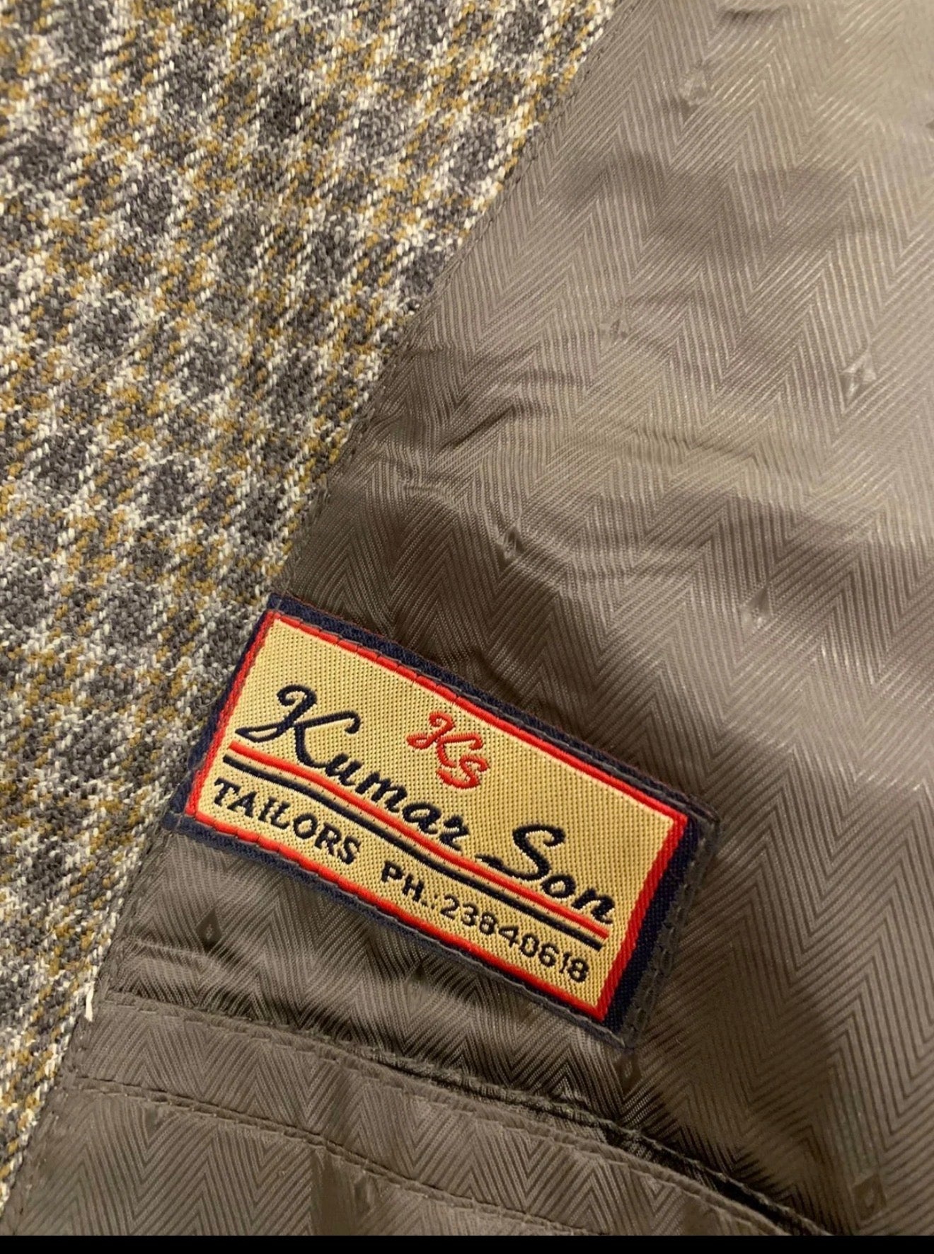 1970s Vintage houndstooth plaid pure wool classic hunting jacket blazer 44R