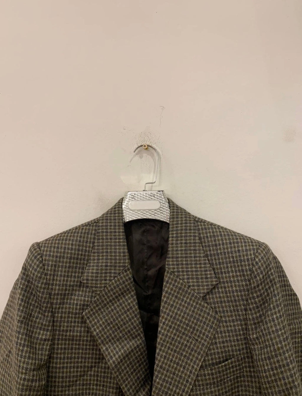 1970s Vintage houndstooth plaid pure wool classic hunting jacket blazer 44R